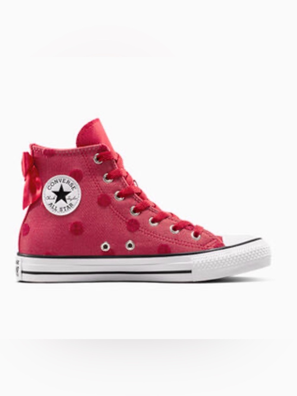 Kids High-Top Sneakers in Burgundy with Polka Dots
